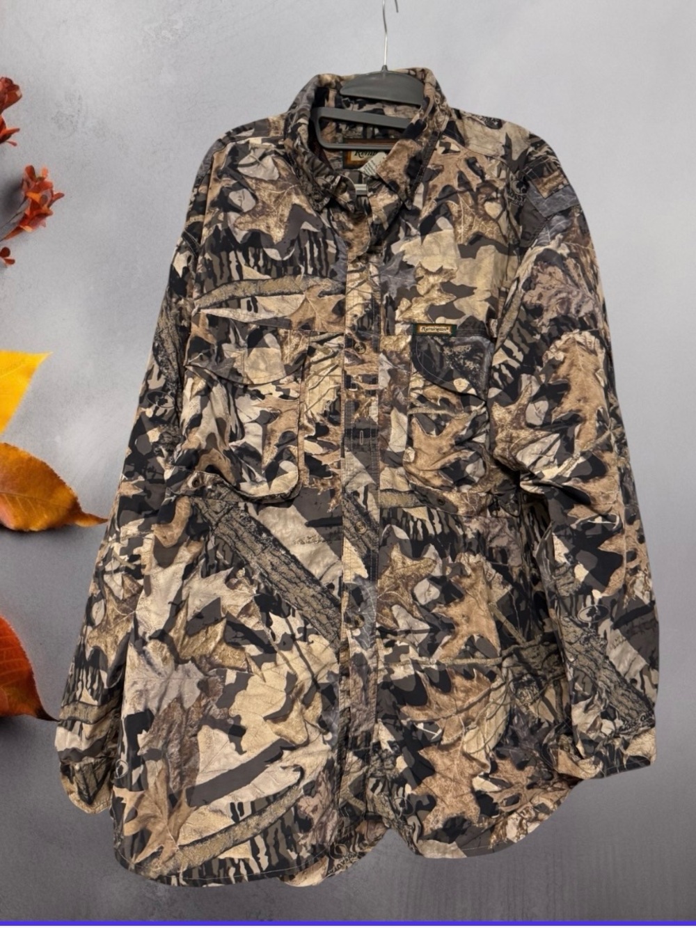 VTG Remington Men's Mossy Oak Forest Floor Camouflage ButtonUp Hunting Shirt XL